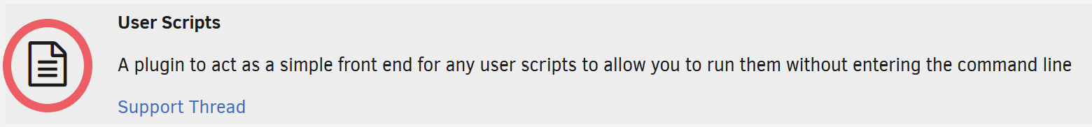 User Scripts Settings button